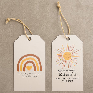 First Trip Around The Sun Custom 1st Birthday Boho Gift Tags
