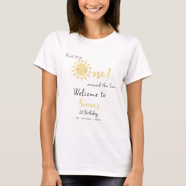 First Trip Around The Sun Cute 1st Birthday Family T-Shirt (Front)