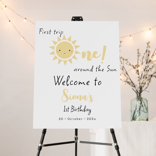 First Trip Around The Sun Cute 1st Birthday Foam Board (In Situ (Stand))