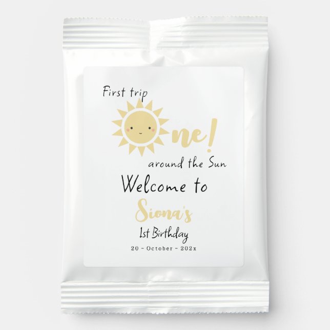 First Trip Around The Sun Cute 1st Birthday Hot Chocolate Drink Mix (Front)