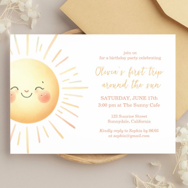 First Trip Around the Sun Cute 1st Birthday Party  Invitation (Creator Uploaded)
