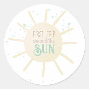 First Trip Around The Sun First Birthday Classic Round Sticker
