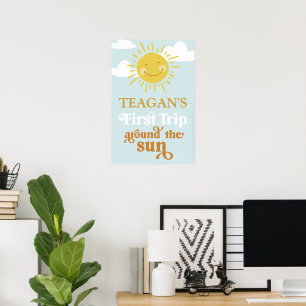 First Trip Around the Sun First Birthday Custom Poster