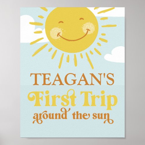 First Trip Around the Sun First Birthday Custom Poster