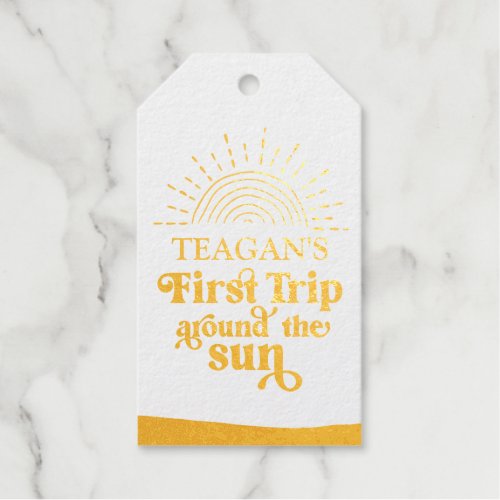 First Trip Around The Sun First Birthday Foil Tag