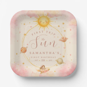 First Trip Around the Sun First Birthday Girl Paper Plates