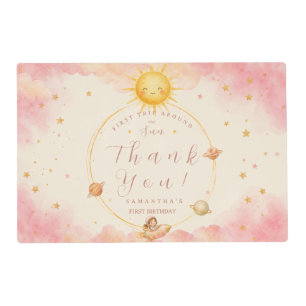 First Trip Around the Sun First Birthday Girl Placemat
