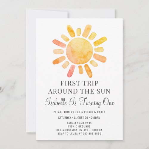 First Trip Around The Sun First Birthday Invitation