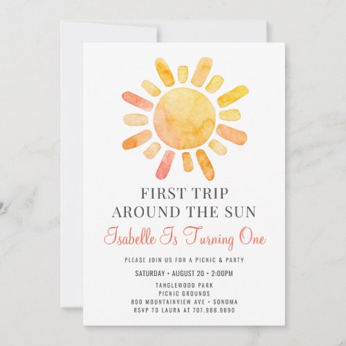 First Trip Around The Sun First Birthday  Invitation