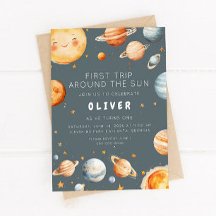 First Trip Around the Sun First Birthday  Invitation