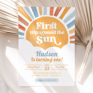First Trip Around The Sun First Birthday Invitation