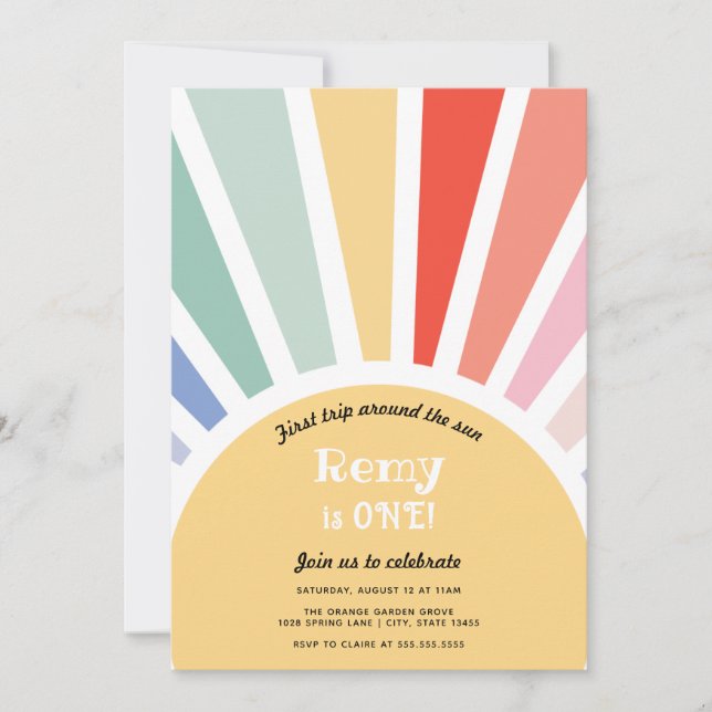 First Trip Around the Sun First Birthday Invitation (Front)