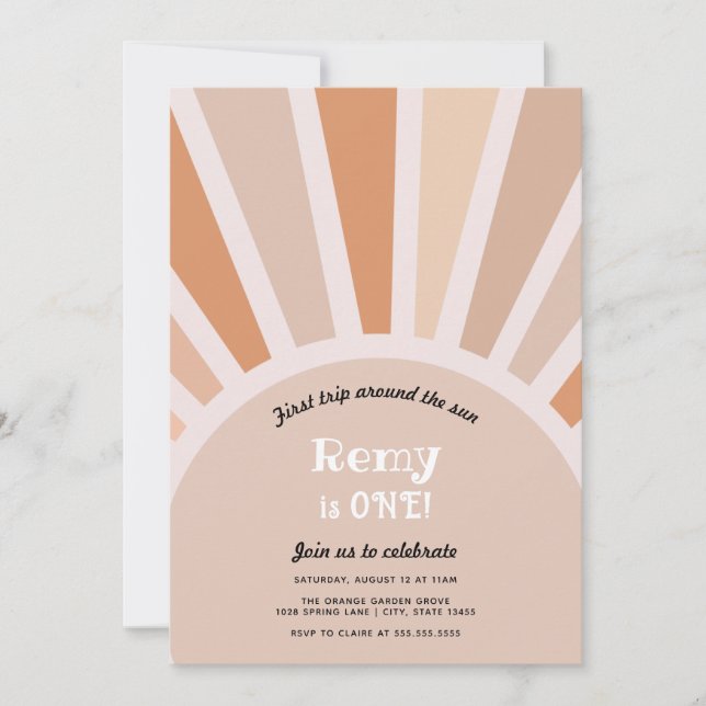 First Trip Around the Sun First Birthday Invitation (Front)