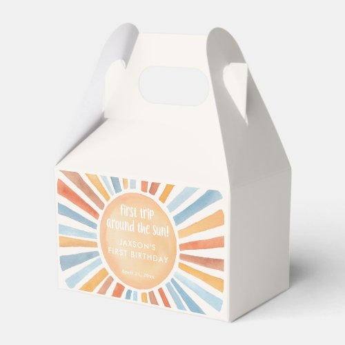 First trip around the sun first birthday party favor boxes