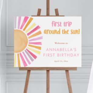 First trip around the sun first birthday party foam board