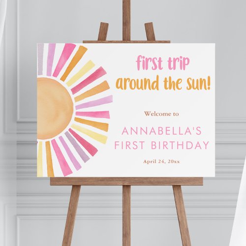 First trip around the sun first birthday party foam board