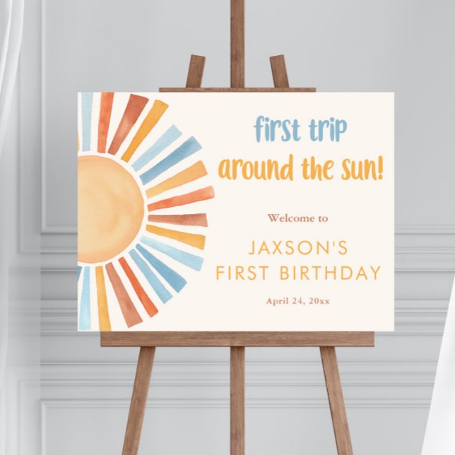First trip around the sun first birthday party foam board (Creator Uploaded)