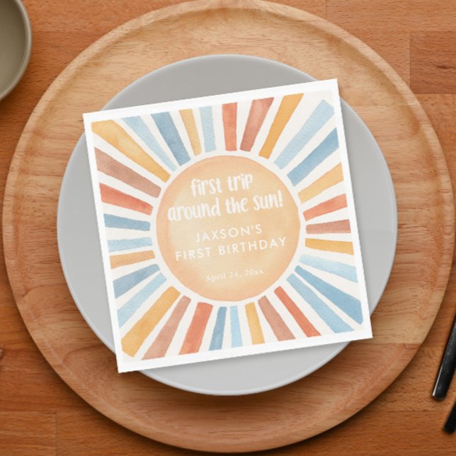 First trip around the sun first birthday party napkins (Creator Uploaded)