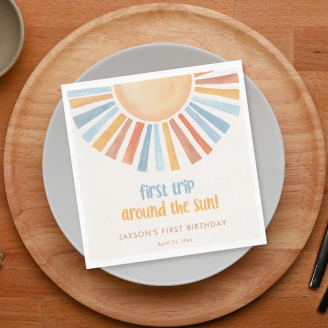 First trip around the sun first birthday party napkins (Creator Uploaded)