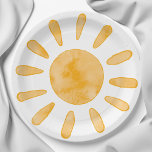 First Trip Around the Sun First Birthday Party  Paper Plates<br><div class="desc">Celebrate your little sunshine's big first birthday with this simple but incredibly cute 'first trip around the sun' birthday party paper plates! This design features a watercolor sun on a clean white background.</div>