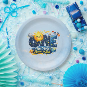 First Trip Around the Sun First Birthday Party Pla Paper Plates