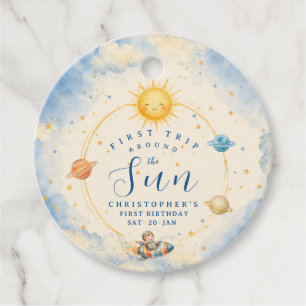 First Trip Around the Sun First Birthday Round Favor Tags