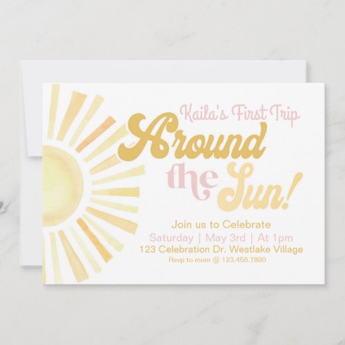 First trip around the sun First Birthday Sun Invitation