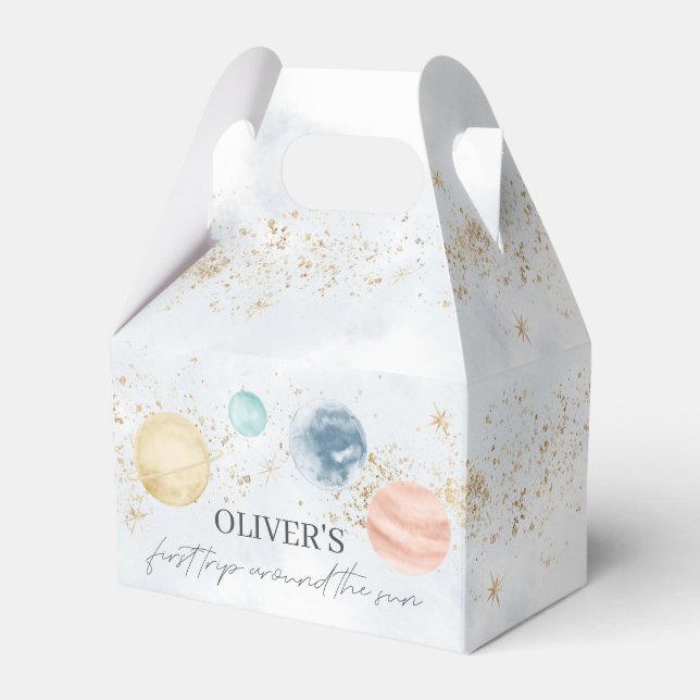 First Trip Around The Sun Gable Favor Box (Front Side)