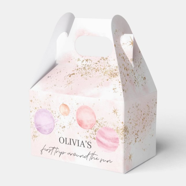 First Trip Around The Sun Gable Favor Box (Front Side)