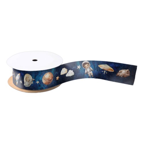 First Trip Around the Sun Galaxy 1st Birthday Satin Ribbon