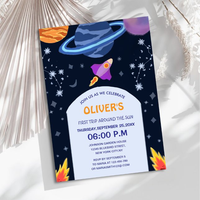 first trip around the sun galaxy  kid's birthday invitation (Creator Uploaded)