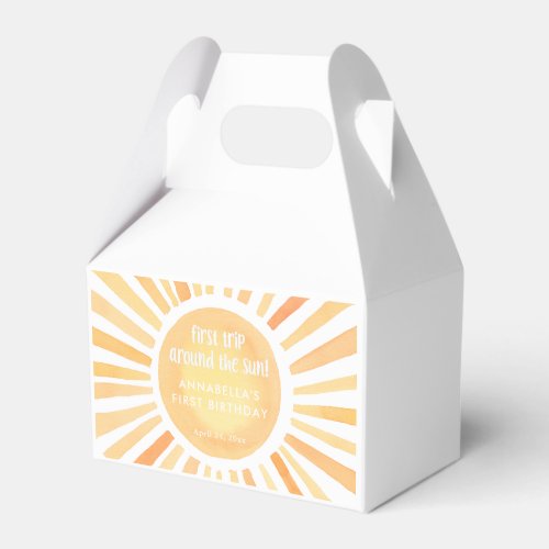 First trip around the sun gender neutral yellow favor boxes