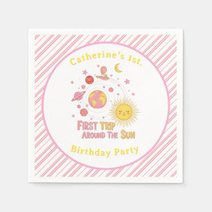 First Trip Around The Sun Girl 1st. Birthday Party Napkins