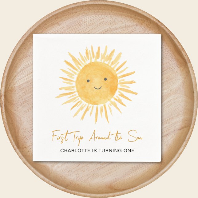 First Trip Around The Sun Girl 1st Birthday Party Napkins (Creator Uploaded)