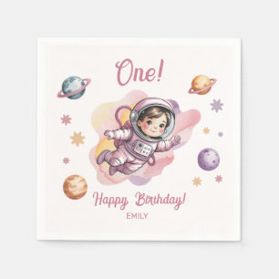 First Trip Around the Sun Girl Pink Birthday Napkins