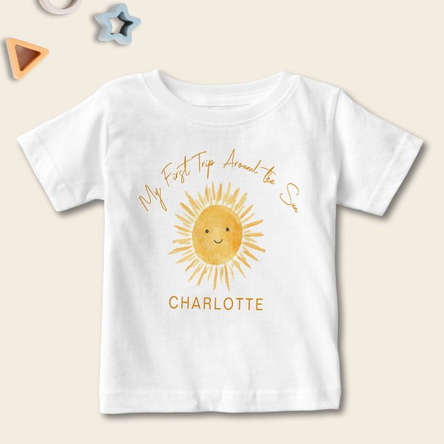 First Trip Around The Sun Girl's Birthday Baby T-Shirt (Creator Uploaded)