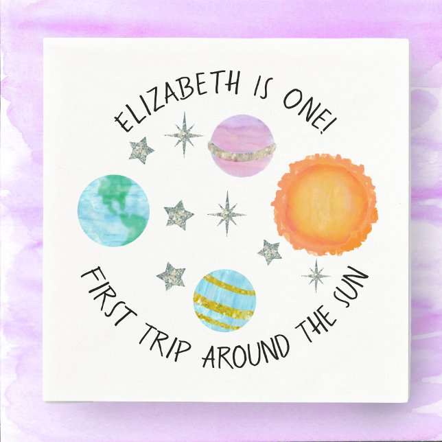 First Trip Around The Sun Girl's Birthday  Napkins (Creator Uploaded)