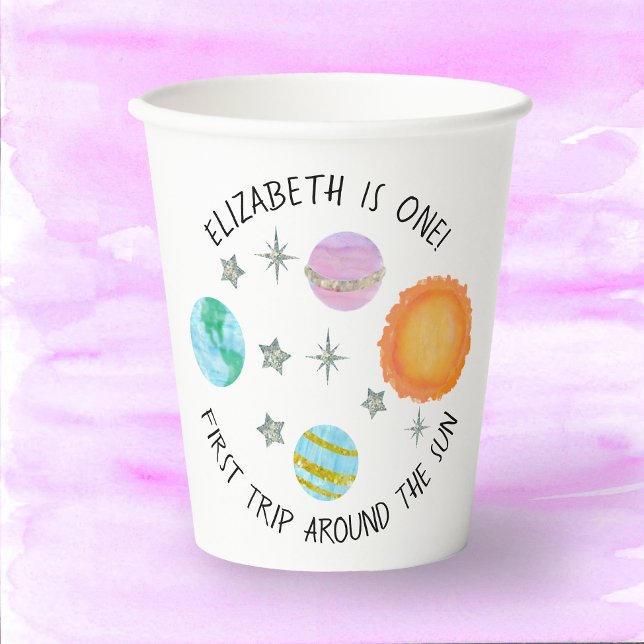 First Trip Around The Sun Girl's Birthday  Paper Cups (Creator Uploaded)