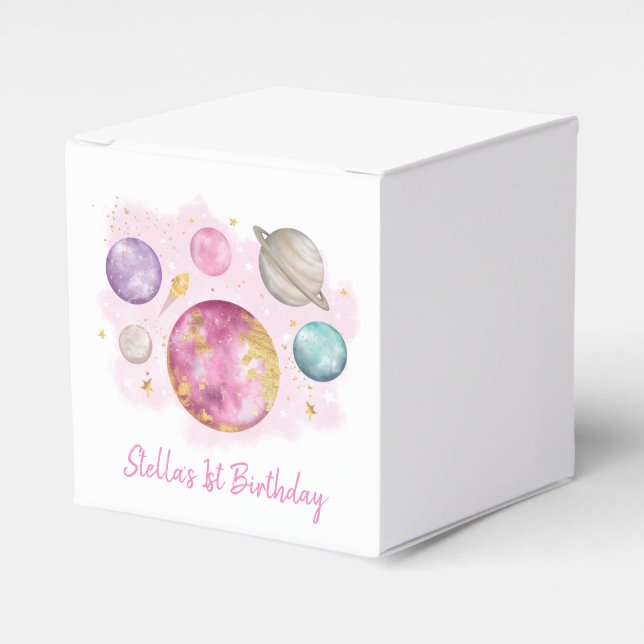 First Trip Around the Sun Girls Birthday Party Favor Boxes (Front Side)