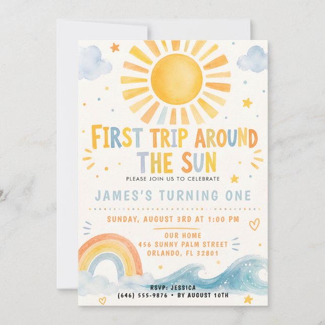 First Trip Around the Sun Invitation (Front)
