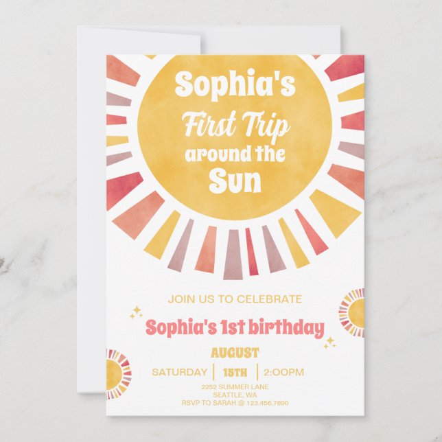 First Trip Around The Sun Invitation (Front)