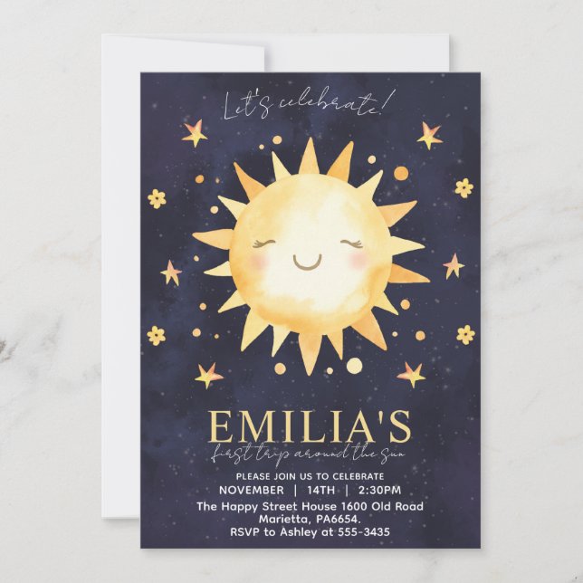 First Trip Around The Sun Invitation for Birthday (Front)