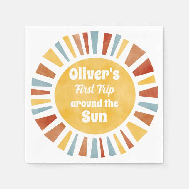 First Trip Around The Sun Invitation Napkins (Front)