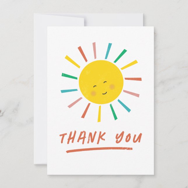 First Trip Around the Sun Kids Birthday  Thank You Card (Front)