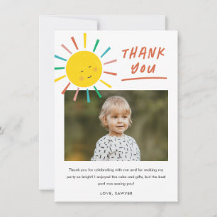 First Trip Around the Sun Kids Photo Birthday Thank You Card