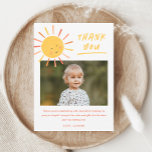 First Trip Around the Sun Kids Photo Birthday Thank You Card<br><div class="desc">A First Trip Around the Sun Kids Photo Birthday Thank You Card with cute sun and modern design. Click the edit button to customize this design with your details.</div>