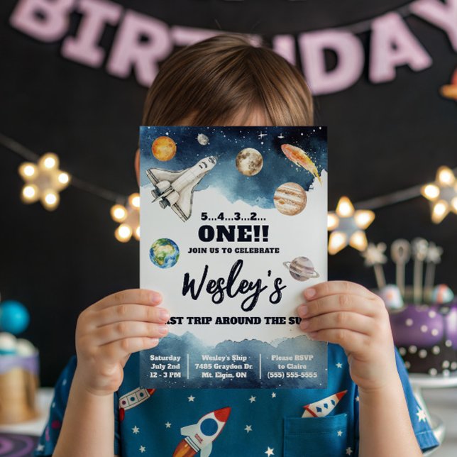 First Trip Around the Sun, Kids' Space Birthday Invitation (Creator Uploaded)