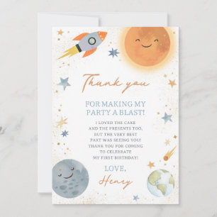 First Trip Around The Sun Moon Thank You Card