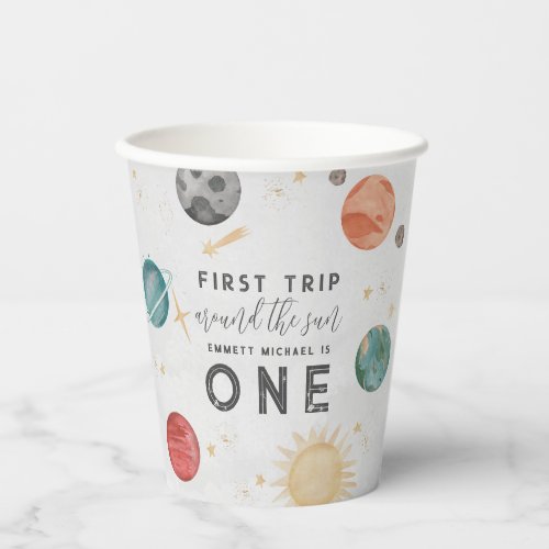 First Trip Around the Sun Outer Space 1st Birthday Paper Cups