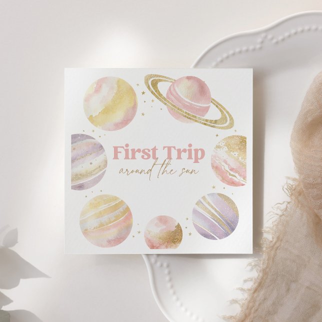 First Trip Around the Sun Outer Space Birthday Napkins (Creator Uploaded)